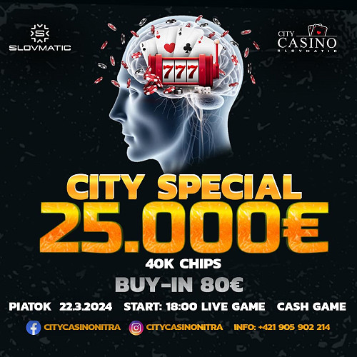 Ďaľšia veľká jednodňovka v City Casino Nitra: Piatkový Special ponesie garanciu €25.000