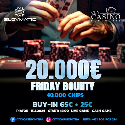 Ďaľší fantastický víkend v City Casino Nitra: V piatok garancia €20.000, v sobotu o €10.000