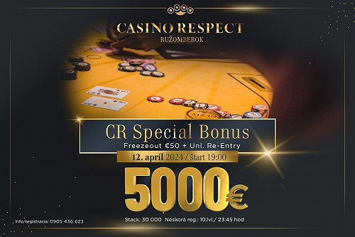V Casino Respect prebehne už dnes CR Special Bonus s garanciou €5.000