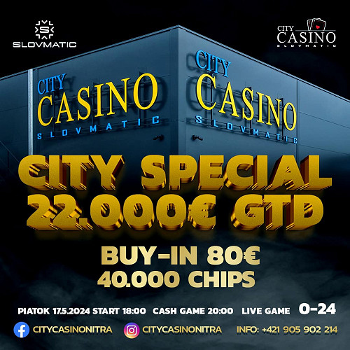 Ďalší skvelý víkend v City Casino Nitra: Piatkový Casino Special ponesie garanciu €22.000