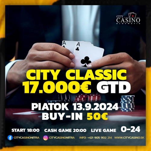 Piatkový Classic ponesie v City Casino Nitra garanciu fantastických €17.000