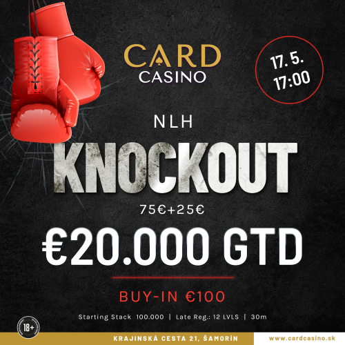 Knockout turnaj o 20.000 €! Pokerový víkend začína vo veľkom štýle