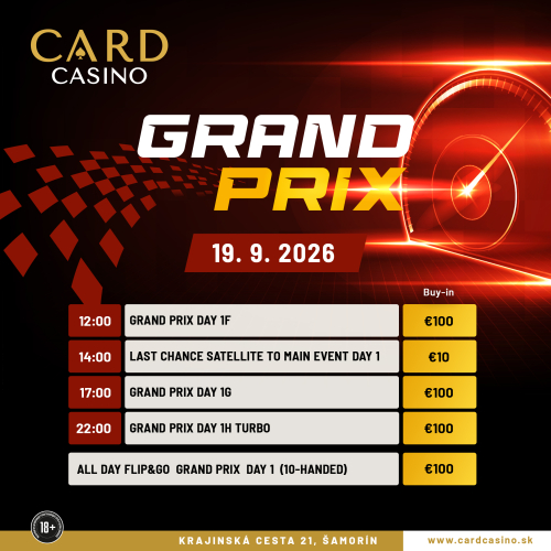 Grand Prix v Šamoríne: 565 entries po piatich flightoch, Peter Dekany vedie s 2,9 milióna