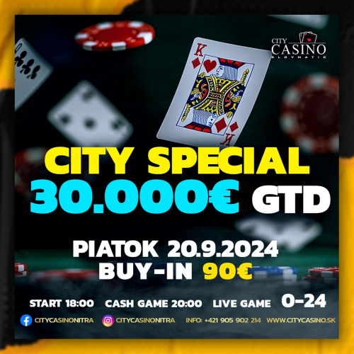 V City Casino Nitra tento piatok o garantovaných €30.000 v City Special turnaji!