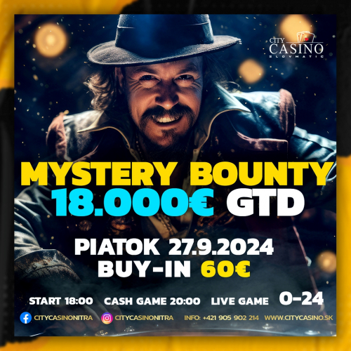 V City Casino Nitra v stredu o garantovaných €5.000, Mystery bounty bude v piatok garantovať €18.000!