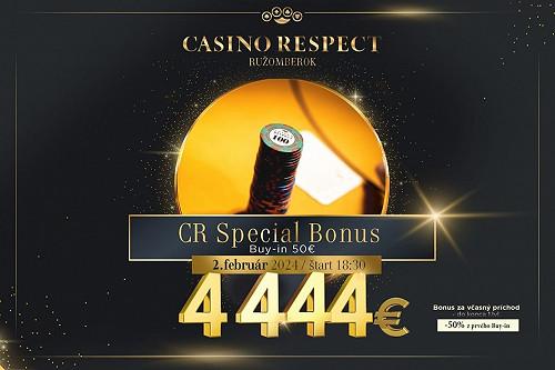Casino Respect Ružomberok pozýva už dnes na CR Special Bonus s garanciou €4.444