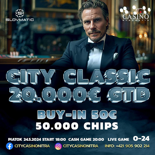 Ďaľšia skvelá jednodňovka v City Casino Nitra: Piatkový City Classic ponesie garanciu €20.000