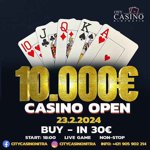 Ďalší fantastický piatok v Nitre: V City Casino sa bude hrať Open s garanciou €10.000