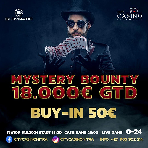 V City Casino Nitra už tento piatok Mystery Bounty s garanciou €18.000!