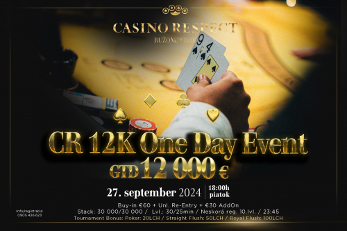 V ružomberskom Casino Respect už dnes One Day Event o garantovaných €12.000!