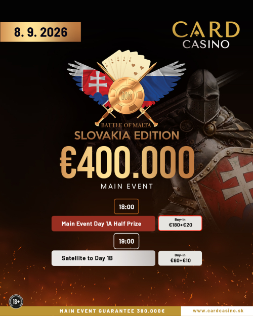 Battle of Malta Slovakia Edition štartuje dnes: Day 1A Main Eventu za polovicu buy-inu