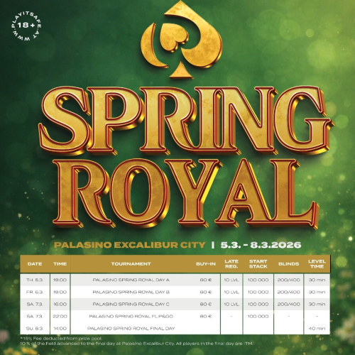 Palasino Spring Royal s garanciou 25 000 € začiatkom marca.