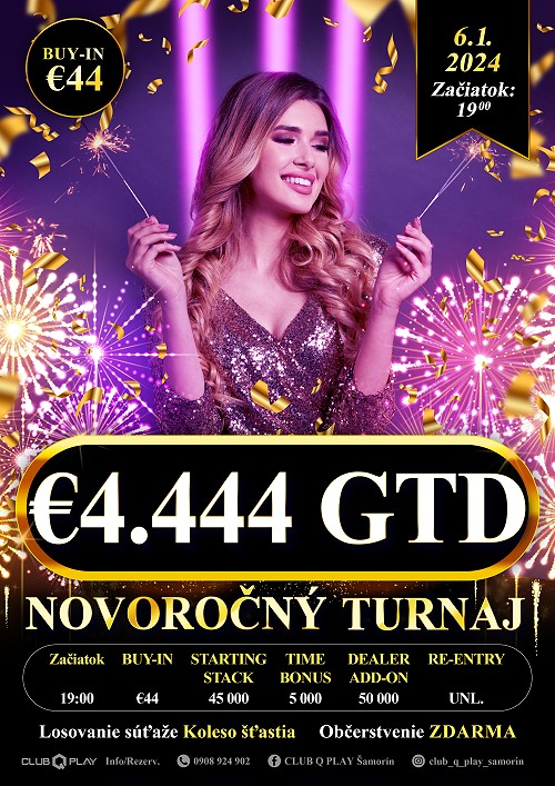 Novoročný turnaj v Šamoríne: CLUB Q PLAY bude na Troch kráľov garantovať €4.444