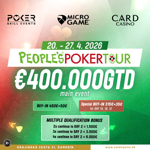 People’s Poker Tour v Card Casino Šamorín: €400.000 GTD Main Event už v apríli
