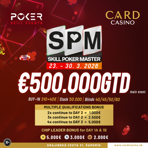 Skill Poker Master v Card Casino: polmiliónová garancia a nabitý program.