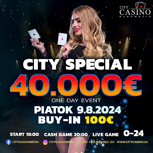 V City Casino Nitra už tento piatok o garantovaných €40.000 v City Special turnaji!