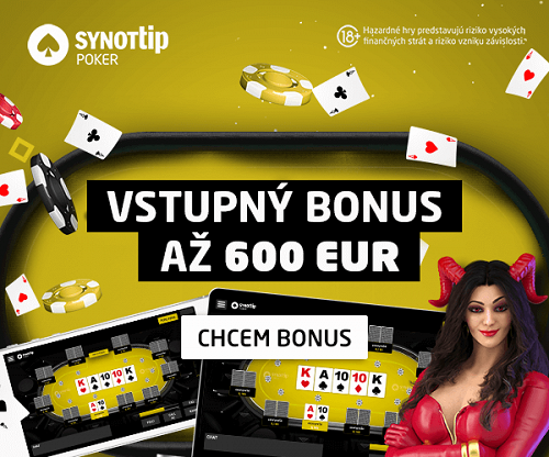 SYNOTtip POKER ponúka vstupný bonus až €600