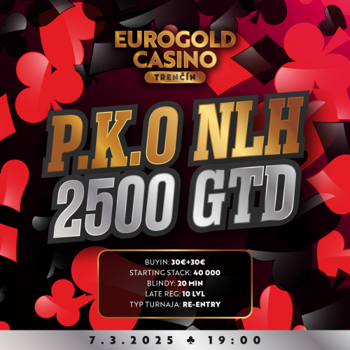 Pozývame vás na pokrový turnaj v Casino Eurogold – NLH Progressive K.O.!