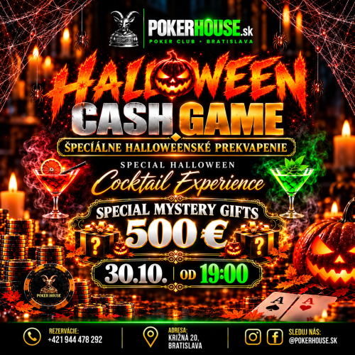 Halloween v Poker House Bratislava: Poker, koktaily a bonusy pre hráčov