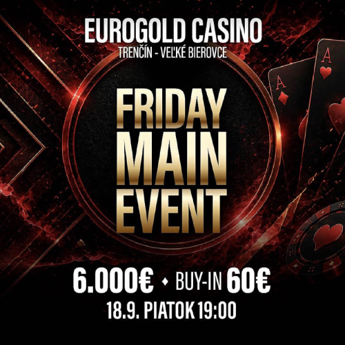 Eurogold Casino oslavuje 2. narodeniny vo veľkom: Friday Main Event o 6 000 € aj večer plný výhier