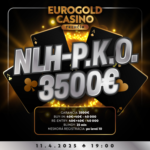 Exkluzívny Progressive K.O. Pokerový Turnaj v Trenčíne s garanciou 3 500 €
