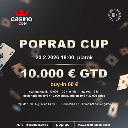 POPRAD CUP s garanciou 10 000 € už tento piatok v Casino Excel Poprad